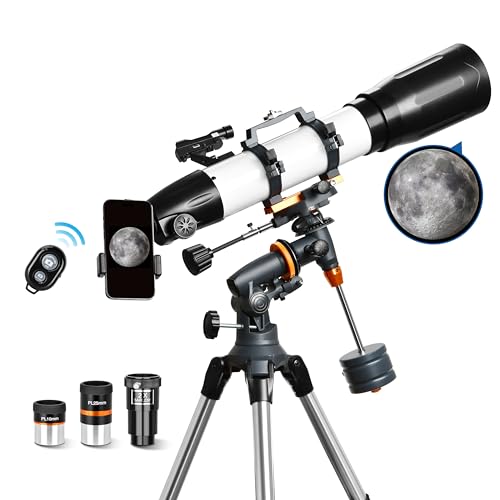 Image of AOMEKIE Telescope 650x90mm Astronomical Refractor Telescope for Adults & Beginners, Fully Multi-Coated High Transmission Coatings EQ Mount with Tripod, Phone Adapter, Wireless Control