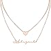 Produktbild MissChic Personalisierte Anhänger Halskette, Geschichtete Halskette, Namenskette, Silber Personalisierte Kette,18K Rosegold/Gold Vergoldet Halskette, aussagekräftige Halskette, Herz Halskette