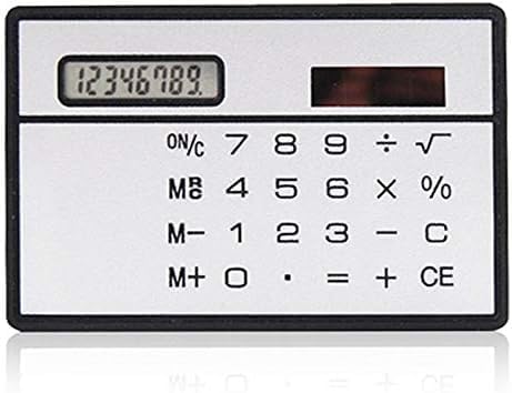 8 Digit Silver and Black Ultra Thin Solar Power Calculator with Touch Screen Credit Card Design Portable Mini Calculator for Business School Basic Office