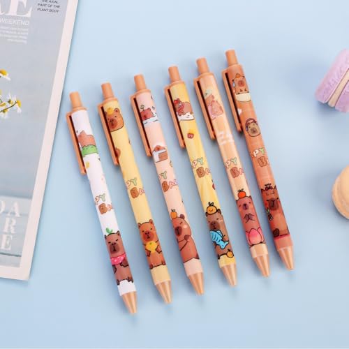 Image of Kawaii Cute Capybara Stationery Set,Capybara Study Supplies Kit,Capybara Makeup Bag Capybara 1 Pencil Case,50 Stickers,5 Gel Ink Pens,1 Sticky Notes(SELECT RANDOMLY),2 Keychain Capybara Gifts