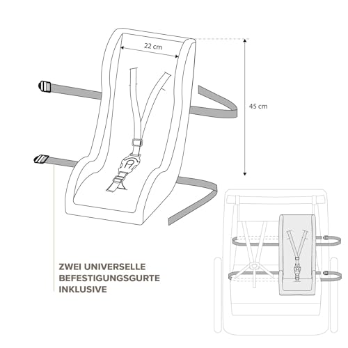 POLISPORT 8015000020 – Mini Pelican Allwetter-Babysitzverkleinerer mit 3-Punkt-Gurt für Anhänger, Kinderwagen, Sicher und Kompatibel für Kinder von 7 bis 18 Monaten, Schwarz