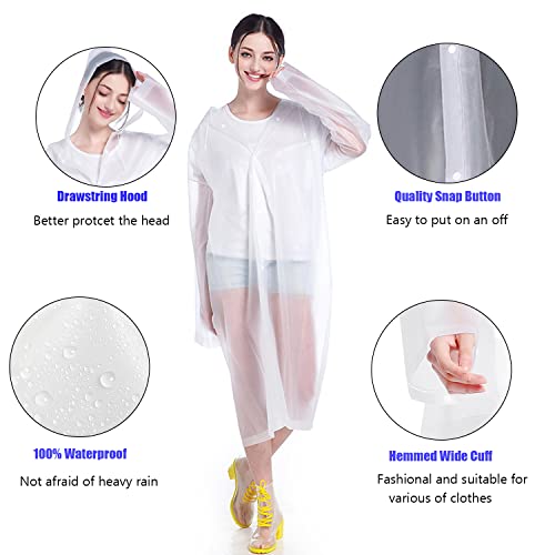 Image of EVA Rain Ponchos for Adults, 2 Pack Reusable Raincoats with Hoods and Sleeves Lightweight Rain Jacket
