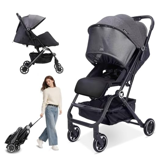 Wheelive Cochecito de Bebé Ligero, Silla Paseo de Viaje Compacto Fácil de Plegar con Una Mano con Respaldo Ajustable y Cesta de Almacenamiento, Cochecito Infantil para Viajes en Avión y Más