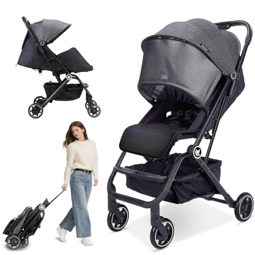 Wheelive Cochecito de Bebé Ligero, Silla Paseo de Viaje Compacto Fácil de Plegar con Una Mano con Respaldo Ajustable y Cesta de Almacenamiento, Cochecito Infantil para Viajes en Avión y Más