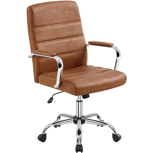 Yaheetech Office Chair PU Leather Computer Desk Executive Chair Height Adjustable Swivel, with Arms...