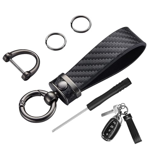 AzureRay Porte-clés pour Voiture en Cuir Microfibre, Anneau en D élégant et incassable - Porte-clé cuir pour voiture, Cadeau pratique
