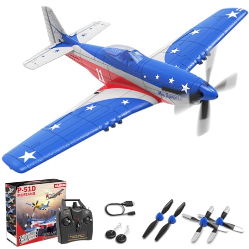 LEAMBE RC Plane 4 Channel Remote Control Airplane with 3 Modes - Ready to Fly Upgrade P51 RC...