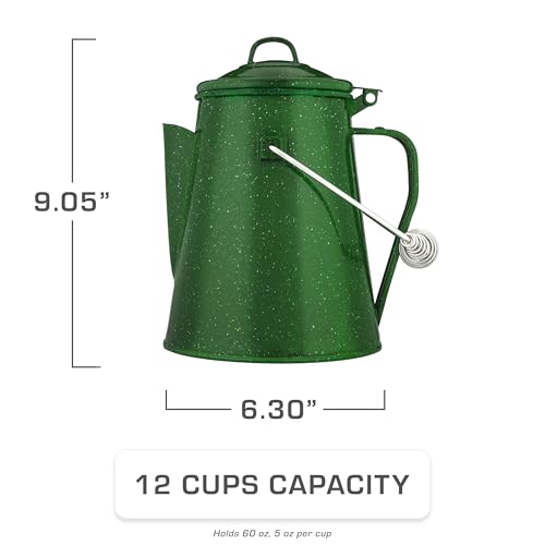 Image of COLETTI Classic Camping Kettle 60 oz - Tea and Camp Kettle, NO Aluminum or Plastic, Ideal for Boiling Water [Green Enamel]