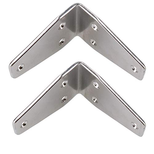 AB Tools 2 Pack Angle Bracket 90 Degree Brace Marine Stainless Steel 80mm x 50mm