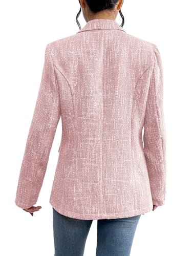 Mina Self 2025 Fall Women's Tweed Blazer - Double-Breasted Fully-Lined Fashion Slim Casual Work Office Jacket with Pockets4