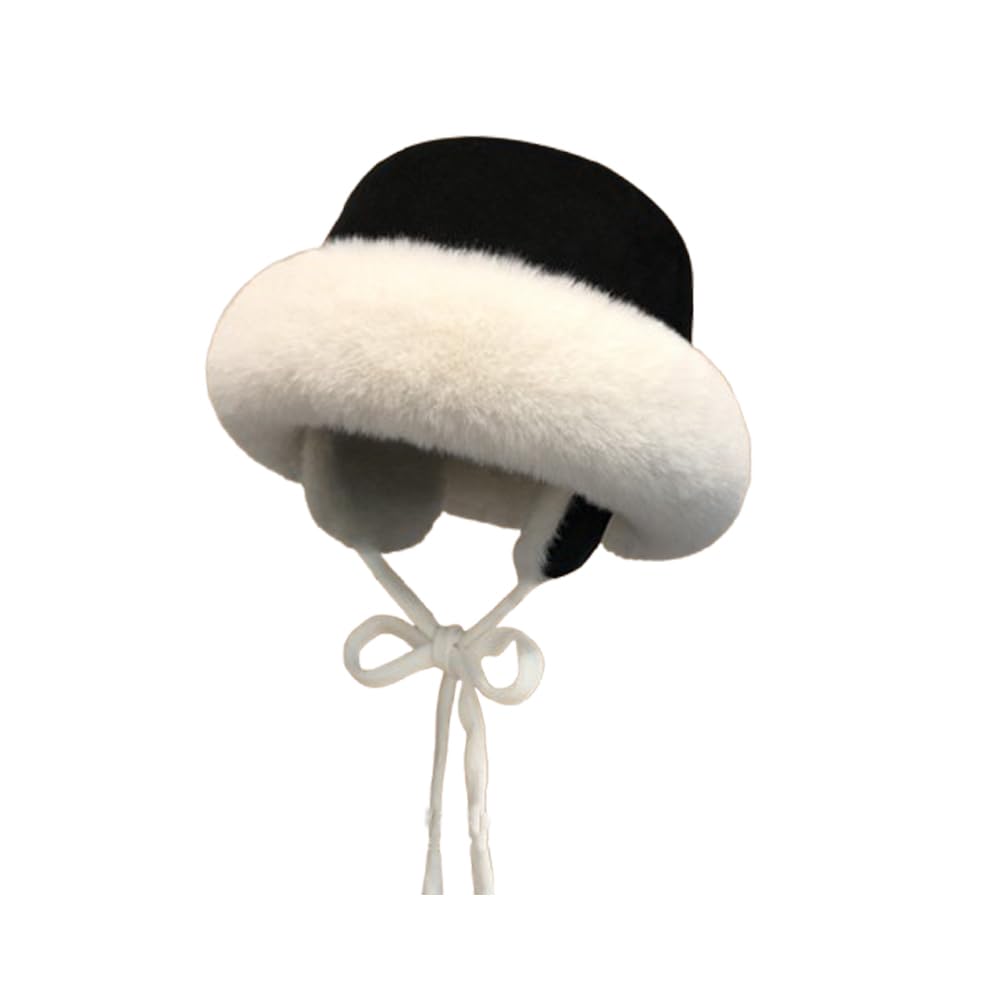 Cappelli invernali da donna, cappello foderato in pile, berretto neve, pescatore antivento con tesa arrotolata