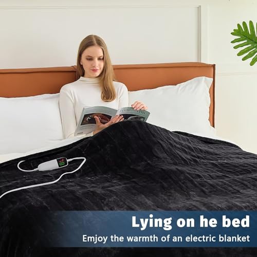 BOMOVA Heated Electric Blanket Full Size - 72" x 84" Heating Blanket with 10 Heating Levels & 8 Hours Auto Off, Warm Flannel Blanket with Over-Heat Protection, for Women, ETL & FCC Certified