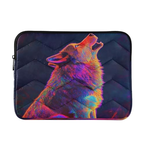 Colorful Wolf Lookingup Laptop Sleeve for 13-13.3 in Water Resistant Portable Laptop Sleeve Bag Case for Carry on Airport Travel