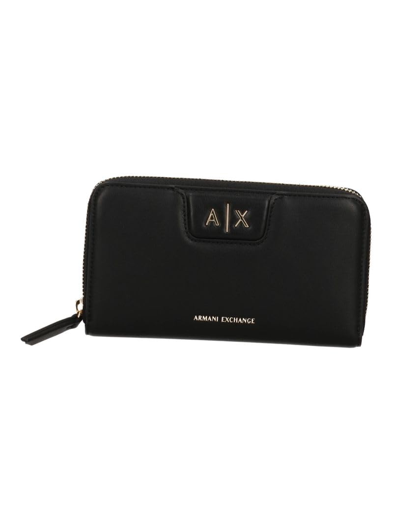 Armani Exchange Women Amelie, Gold Logo Zip, Black, One Size