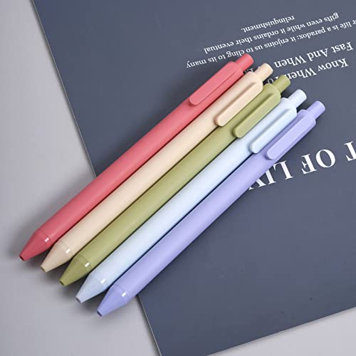 Image of KaCo Pack of 5 Pieces Colored Ink Pens Retractable Cute Pens for Note Taking 0.5mm Fine Point (Morandi II)