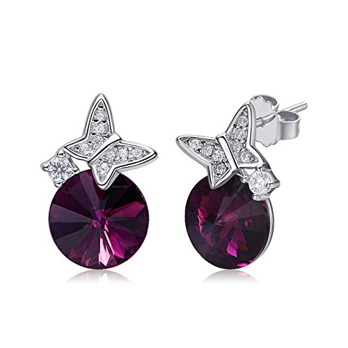 Boucles d'oreilles papillon en argent 925 et cristaux brillants pour femme