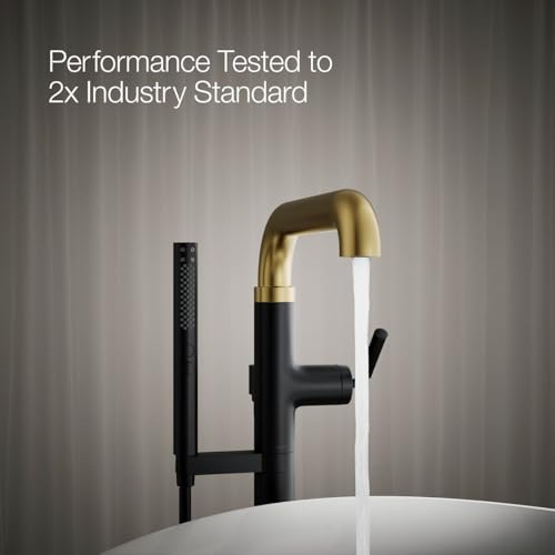 Kohler T27424-4-BMB ToneTM Floor-Mount Bath Filler Trim con ducha manual, Negro Mate con Bronce Moderne Cepillado miniatura 4