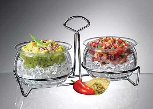 Prodyne Acrylic Double Ice Dip Bowls With Caddy, One Size, Clear #TOP1