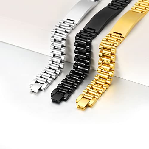 Chainshouse CHH18473H-21-CHUS Men Id Bracelet 15Mm Wide Medical Bar Bangle Cool Black Chunky Bracelet thumb #8