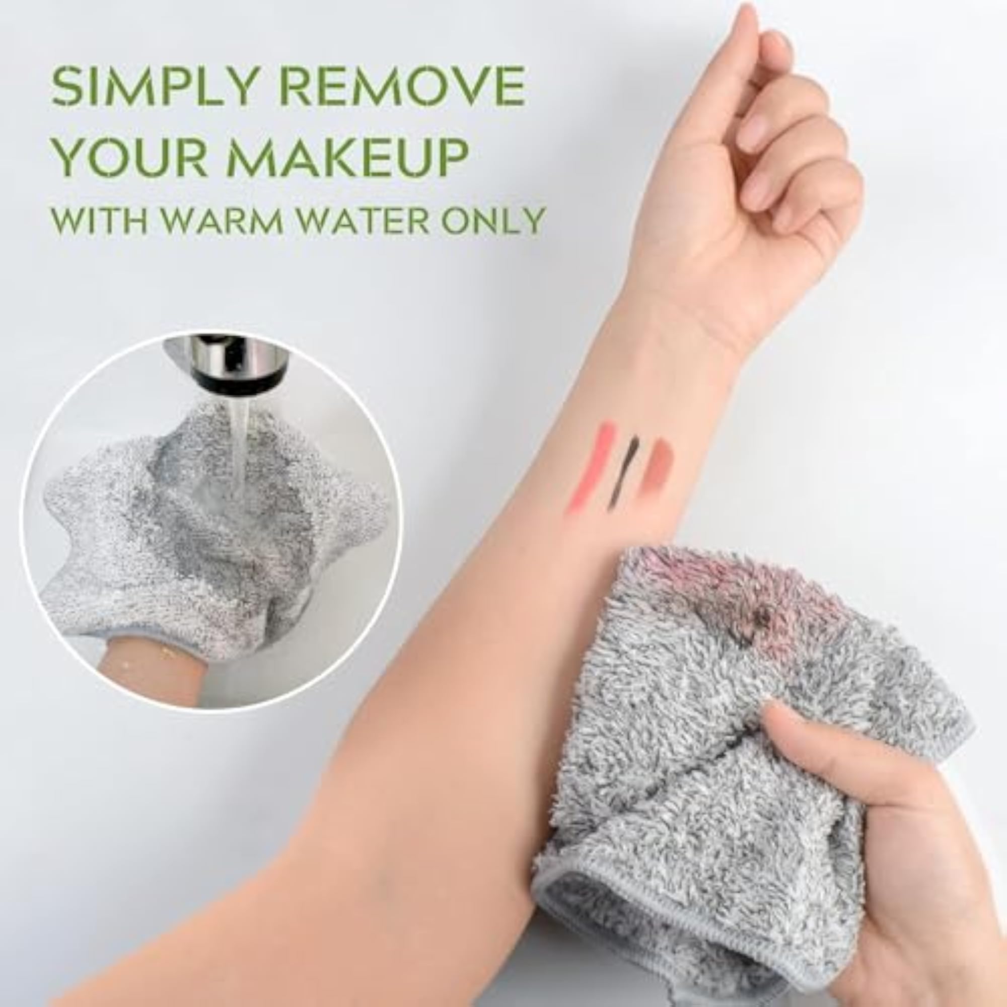 Microfiber Hand Towel Bamboo Charcoal Washcloths, 6 Pack