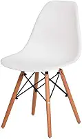 Cadeira Charles Eames Eiffel Branca - Design Icônico com Base de Madeira e Conforto Escritex
