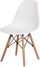 Cadeira Charles Eames Eiffel Branca - Design Icônico com Base de Madeira e Conforto Escritex