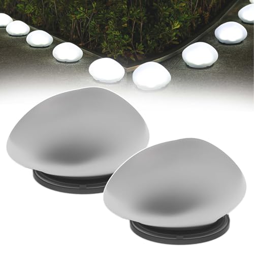 Lot de 10 galets solaires de jardin étanches à DEL, décoration extérieure de cour et de terrasse, lueur blanche chaude, pour éclairage paysager