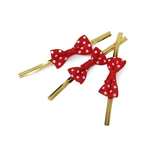 Pemm+6 Approx.20pcs Multipurpose Bowknot Gift Wrapping Twist Ties for Party Bakery Cookie Candy Bags (Red)