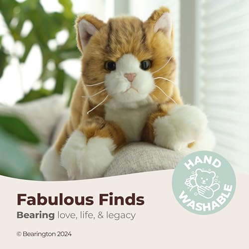 Image of Bearington Tabby Stuffed Cat Animal - 15 inch Realistic Striped Orange Cat Stuffed Animal with Soft Fur and Floppy Body for Toddlers - Cuddly Kitten Plush Gift for Kids and Feline Lovers
