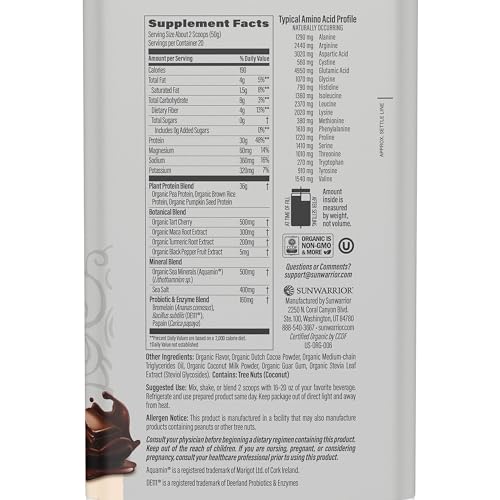 Sunwarrior 133011011 Vegan Protein Powder Plant-Based Usda Organic Bcaas thumb #1