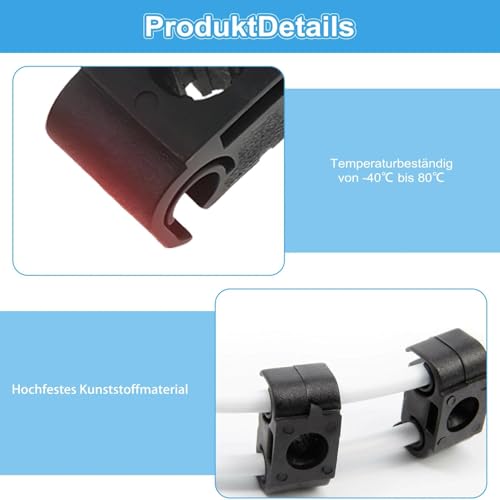 50 Stück Bremsleitung Clips, Hochwertiger Kunststoff Doppelclip Halter, Kompatibel mit VW Golf 4/Audi/Auto Bremsschlauch Befestigungen