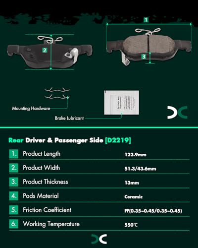 Image of SCITOO D2218 D2219 Front & Rear Ceramic Brake Pad Sets 2019-2023 For Mazda For 3,2019-2022 For 3 Sport