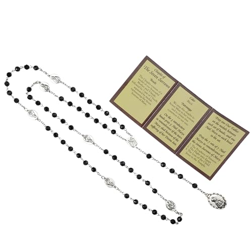 Needzo Seven Sorrows Rosary Chaplet with Prayer Card, Mother Mary Catholic Accessory, Religious Gift, 19 Inches
