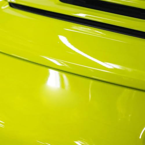 Image of LZLRUN High Gloss Vinyl Realistic Paint Wrap Roll Car Sticker Film Decal Bubble Free Come with Installation Tool Set (Lime Green, 1.65ft x 5ft)