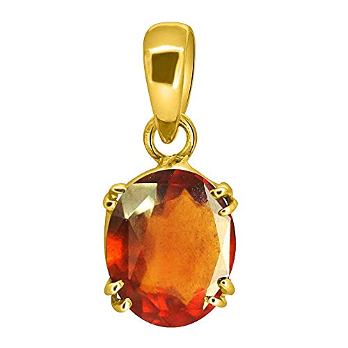 Pendentif grenat hessonite ashtdhatu plaqué or avec pierre naturelle