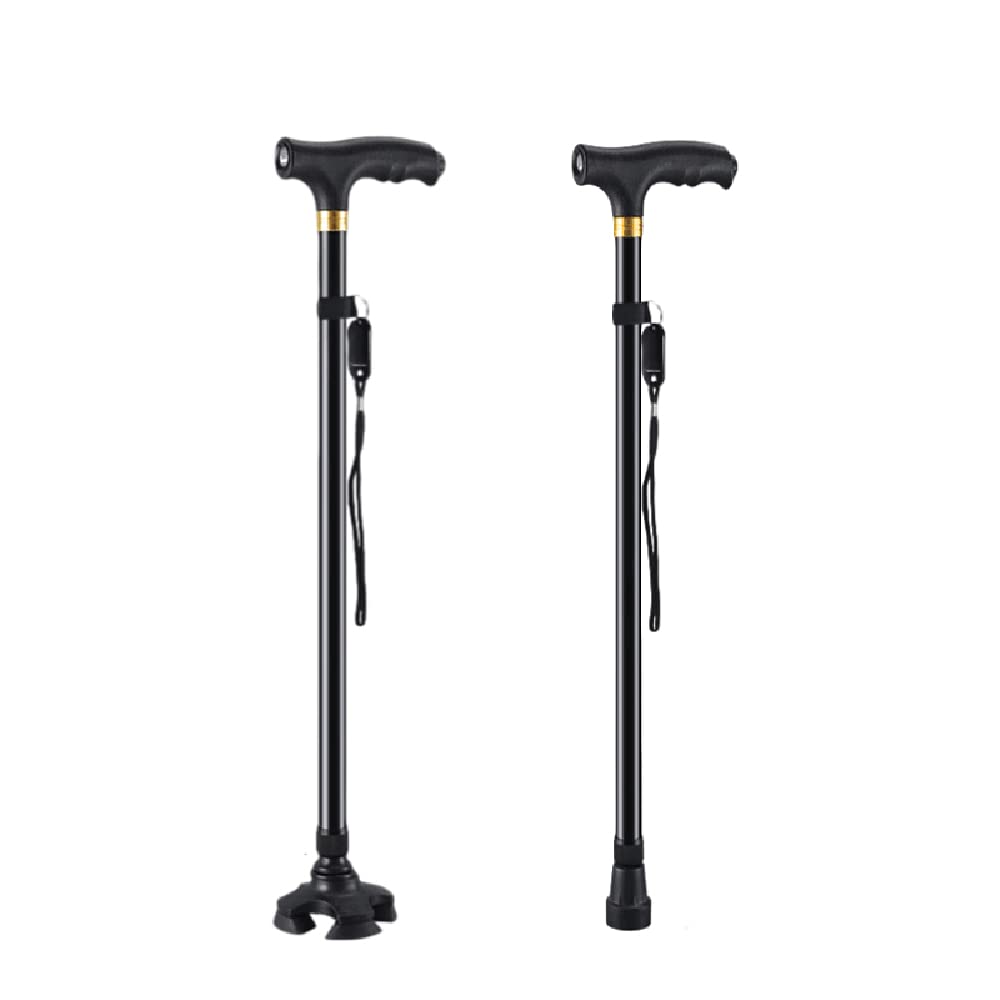 Bastón con luz LED Bastón de Ajuste de Altura Mango ergonómico Base giratoria Bastones para Hombres y Mujeres