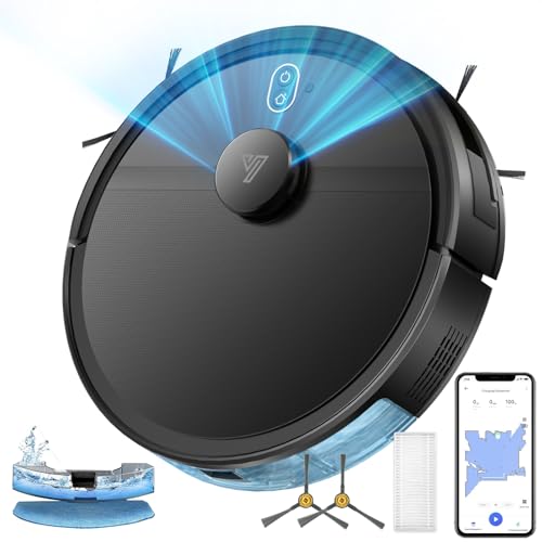 Robot Aspirateur Laveur avec Cartographie Navigation LDS, Jusqu'à 5000Pa WiFi/App/Voix Balaye, Aspire, Lave et Passe la Serpillière,...
