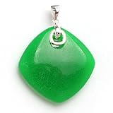  Sweet & Happy Girl\'s Store 33x43mm Rhombus gr¨¹n gef?rbt Jade Perlen Silber Basis Anh?nger \