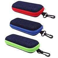 Alfven Étuis à Lunettes en Denim, 3 pièces ÉÉtui à Lunettes de Voyage avec Fermeture Éclair Portable Étui à Lunettes de Voyage adapté à la plupart des modèles de lunettes
