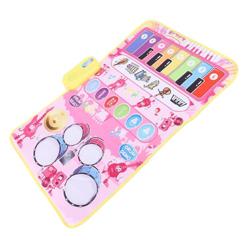 Jiawu Piano Music Mat, Portable Foldable Multi Instrument Touch Sensitive Floor Piano Playmat, Floor Keyboard Playmat with Complete Set Including Drumsticks for Toddlers Kids (Pink) - Image 5
