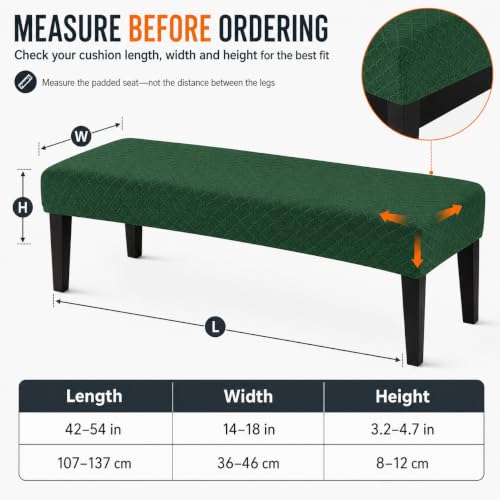 Image of Street27 High Stretch Jacquard Dining Bench Cover Elastic Chair Covers - Anti-Dust Removable Bench Slipcover Washable Bench Seat Protector Cushion Cover for Living Room, Bedroom, (Olive Green)