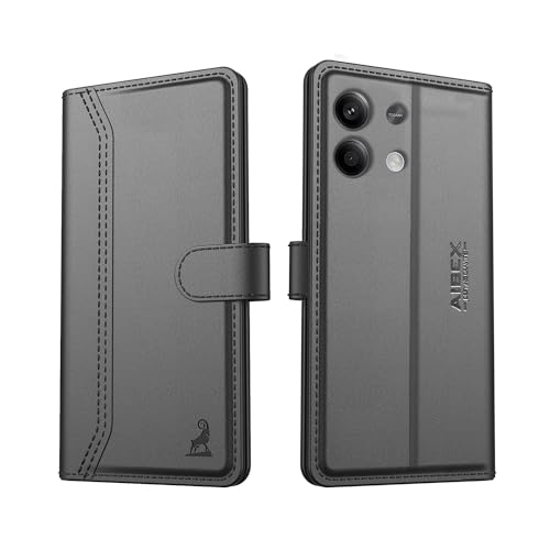 Image of AIBEX Compatible for Redmi Note 13 5G Flip Cover Leather Finish | Inside TPU with Card Pockets | Wallet Stand | Complete Protection Flip Case - Black