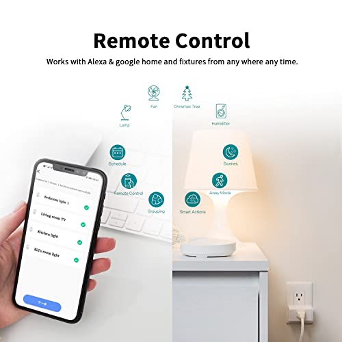 Smart Plug Wi-Fi Outlet,Smart Socket Compatible With Alexa, Echo, Google Home Remote Control Timer Switch (2.4Ghz 15A)-2 Pack #TOP4