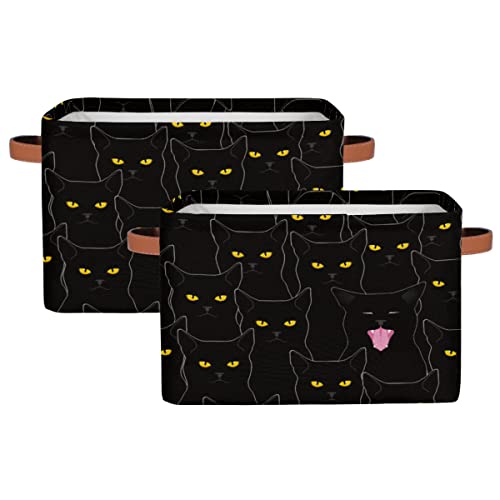 Cute Black Cat Storage Bins Baskets Fabric Laundry Baskets, Cat Animal Storage Cube Boxes Organizer Bag Bin For Toy Organizing Book Storage Shelves Nursery Closet #TOP2