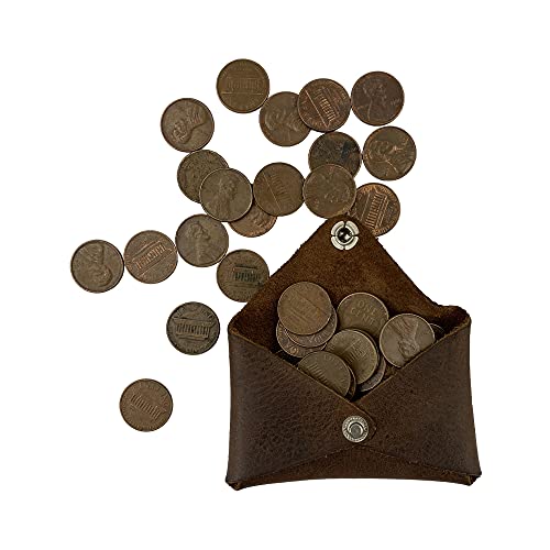 Estuche de monedas de cuero rústico artesanal miniatura 5