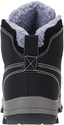 WHITIN Men's Winter Shoes Snow Boots Outdoor Trekking for Cold Weather Warm Work Insulated Size 8 Fur Leather Waterproof Construction Hiking Black 41 | Image 3