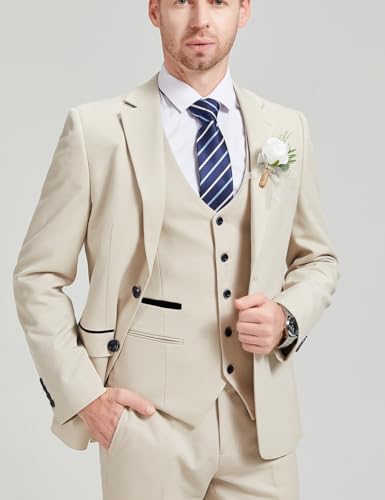 MoranX Men's Suits Slim Fit 3 Piece Wool Twill Formal Jacket+Waistcoat+Trousers Wedding Blazer Party4