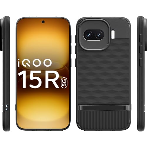 Image of Shockproof Case Compatible with iQOO 15R 5G | Full Camera Protection | TPU Flexible Back Cover for iQOO 15R 5G (Matte Black)