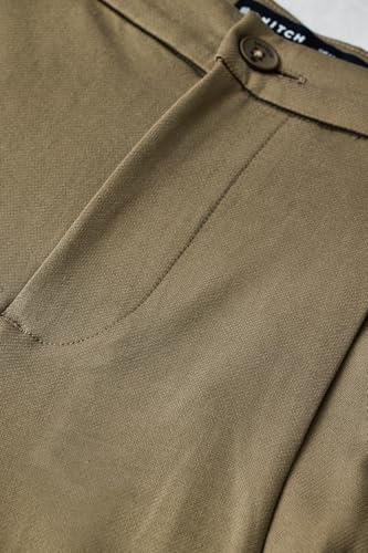 Image of SNITCH Men Casual Trousers | Loose Fit Pleated Front Plain Wide-Leg Style | Lightweight Polyester Blend Medium-Stretch Fabric for Summer & All-Day Comfort Wear
