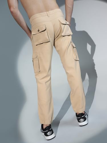 Image of Hubberholme Mens Grey Mid-Rise Cotton Casual Joggers HHMWJS004